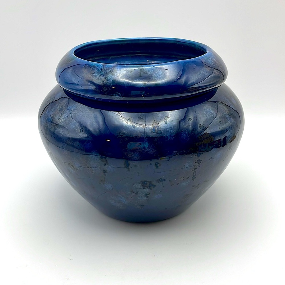 Vintage, Blue, 2 pc, Ceramic African Violet Pot, Mftr. “The Violet Pot c 1997”